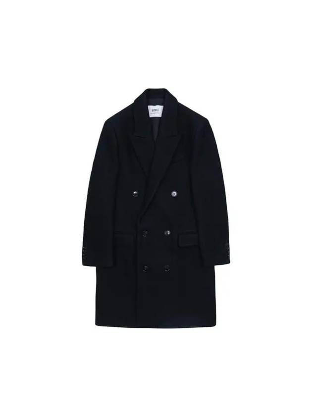 Breasted Wool Double Coat Black - AMI - BALAAN 2