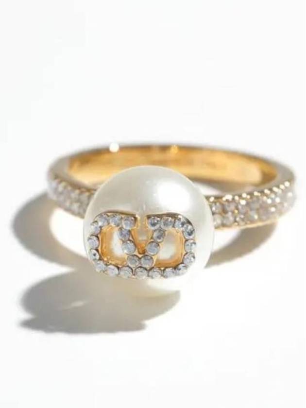 V logo pearl crystal ring - VALENTINO - BALAAN 2