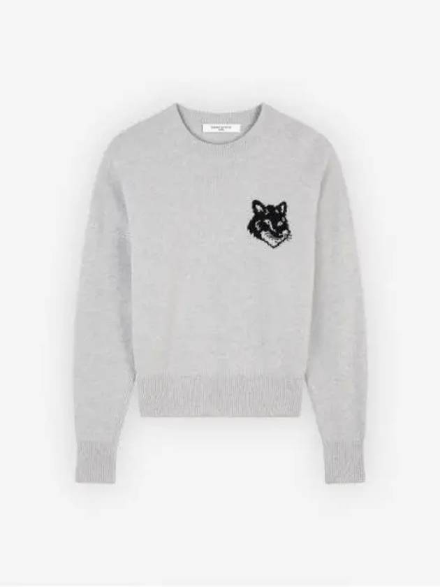 Fox Head Intarsia Comfort Knit Top Light Grey - MAISON KITSUNE - BALAAN 2