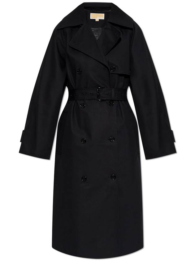 Michael Michael Kors Cotton Trench Coat With Belt, Women's, Black - MICHAEL KORS - BALAAN 1