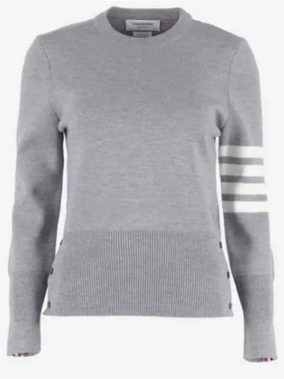 4-Bar Milano Stitch Crew Neck Knit Top Light Grey - THOM BROWNE - BALAAN 2