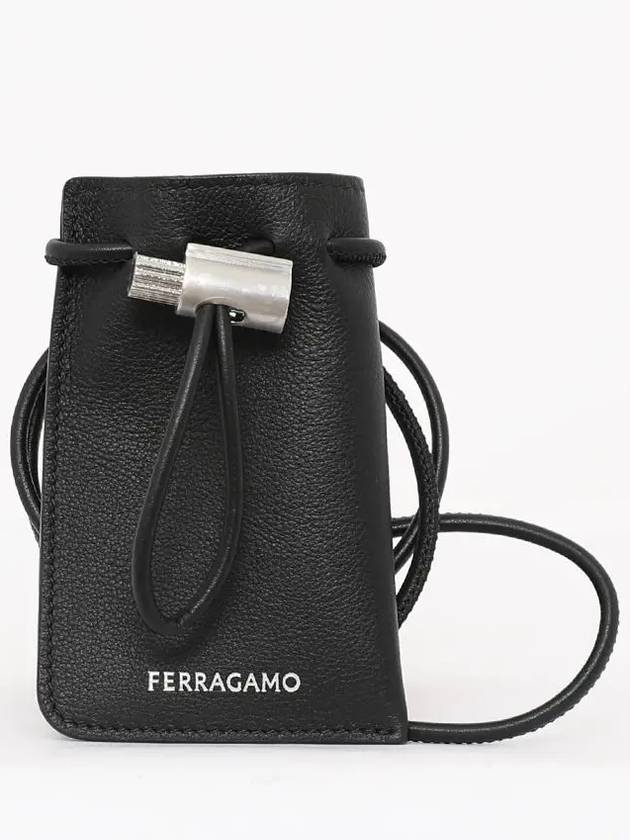 Men's Mini Drawstring Bucket Bag Black - SALVATORE FERRAGAMO - BALAAN 2