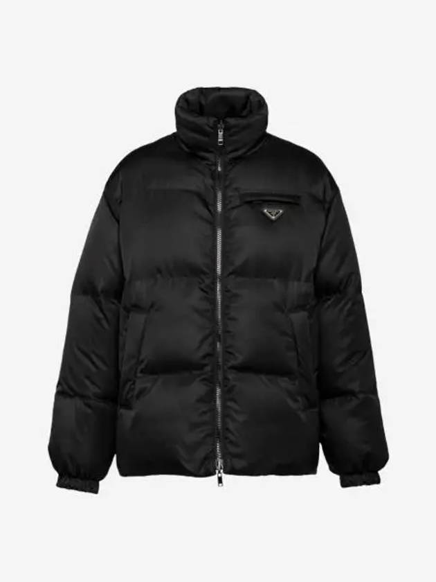 Medium-Length Re-Nylon Down Padded Jacket Black - PRADA - BALAAN 1