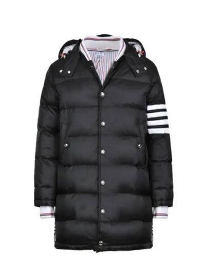 Men's 4 Bar Button Down Hooded Padding Black - THOM BROWNE - BALAAN 2