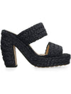 Trinity Weave Raffia Mule Heel Black - BOTTEGA VENETA - BALAAN 3