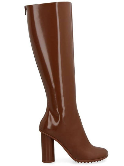 Women's Atomic Leather Knee High Long Boots Brown - BOTTEGA VENETA - BALAAN 2