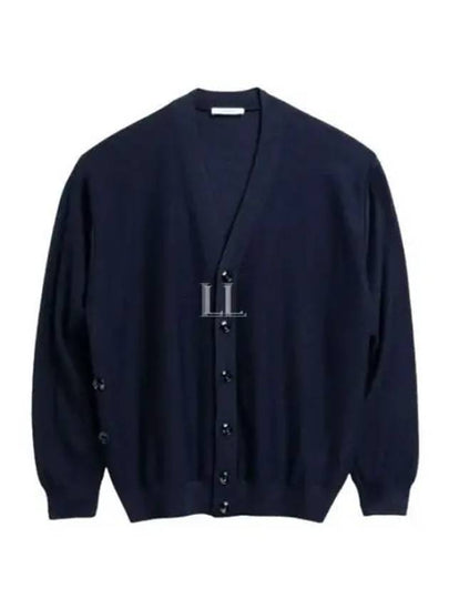 Relaxed Twisted Merino Wool Blend Cardigan Navy - LEMAIRE - BALAAN 2