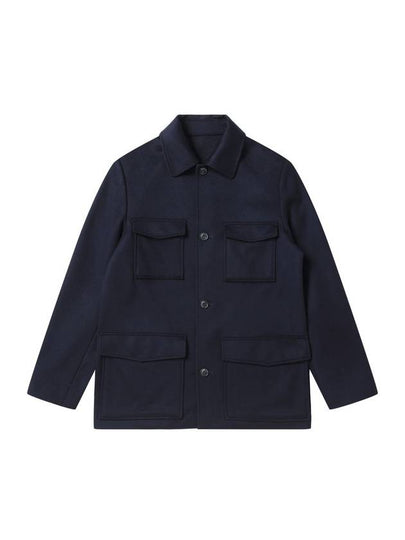 Cashmere 100 Out Pocket Jumper Jacket Navy - SOLEW - BALAAN 2