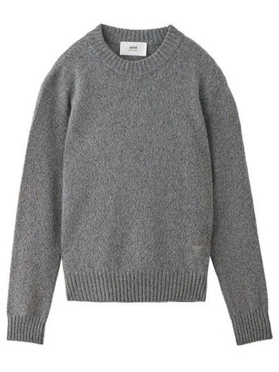 Men's Cashmere Blend Crew Neck Knit Top Grey - AMI - BALAAN 2