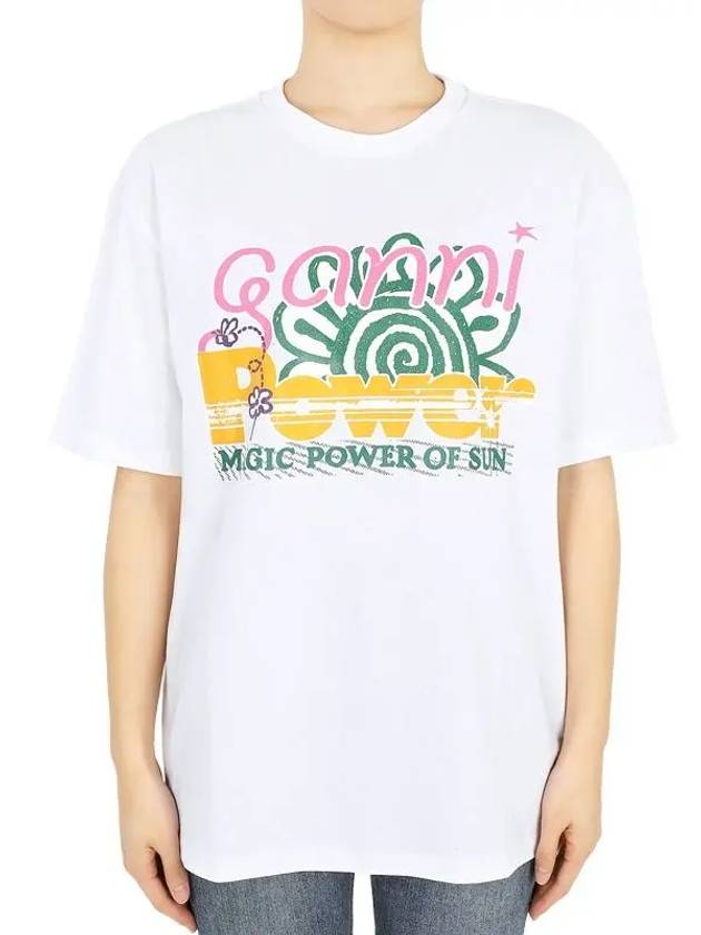 Relaxed Power of Sun Cotton Short Sleeve T-Shirt White B0481010388 - GANNI - BALAAN 2