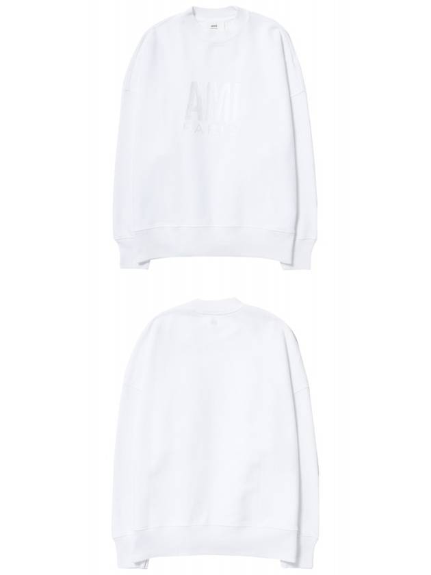 Chest Embroidery Logo Sweatshirt White - AMI - BALAAN 5