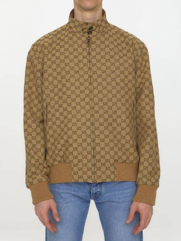 Leather And GG Canvas Reversible Jacket Beige Ebony - GUCCI - BALAAN 3