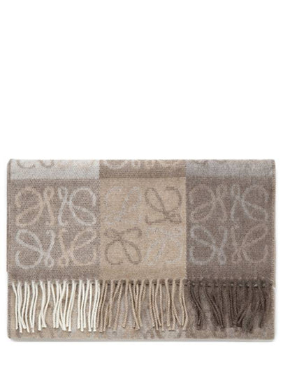 Anagram Checkerboard Wool Cashmere Muffler Beige - LOEWE - BALAAN 2