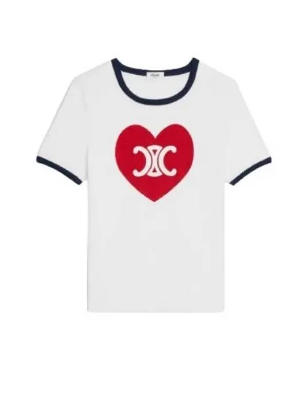 Heart Jersey Short Sleeve T-Shirt Off White - CELINE - BALAAN 2