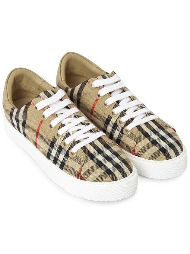 Vintage Check and Leather Sneakers Archive Beige - BURBERRY - BALAAN 4