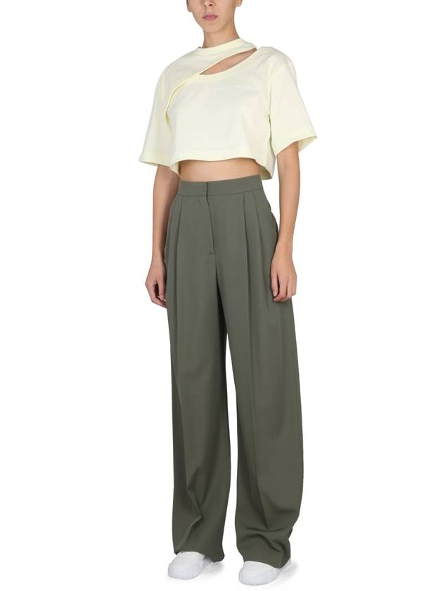 Women's High Waist Wide Pants Green - ALEXANDER MCQUEEN - BALAAN 3