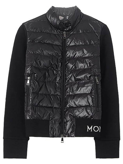 Women's Logo Cotton Mix Goose Down Padded Cardigan Black - MONCLER - BALAAN 2