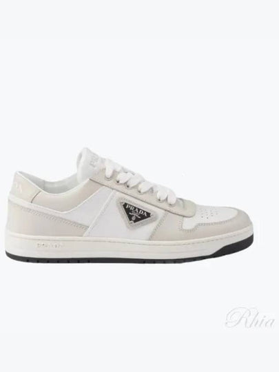 Downtown Leather Low Top Sneakers White Dusty Grey - PRADA - BALAAN 2