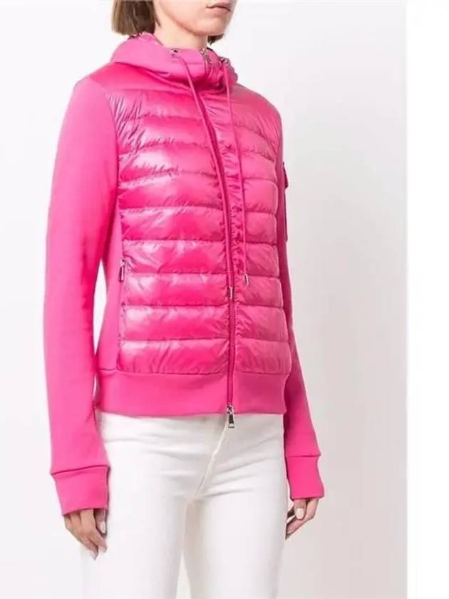 Logo Patch Zip Up Hoodie Padding Pink - MONCLER - BALAAN 4