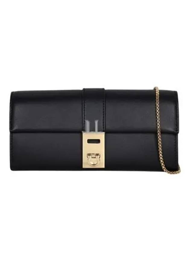 Hug Shoulder Chain Long Wallet Black - SALVATORE FERRAGAMO - BALAAN 2