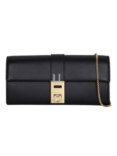 Hug Shoulder Chain Long Wallet Black - SALVATORE FERRAGAMO - BALAAN 2