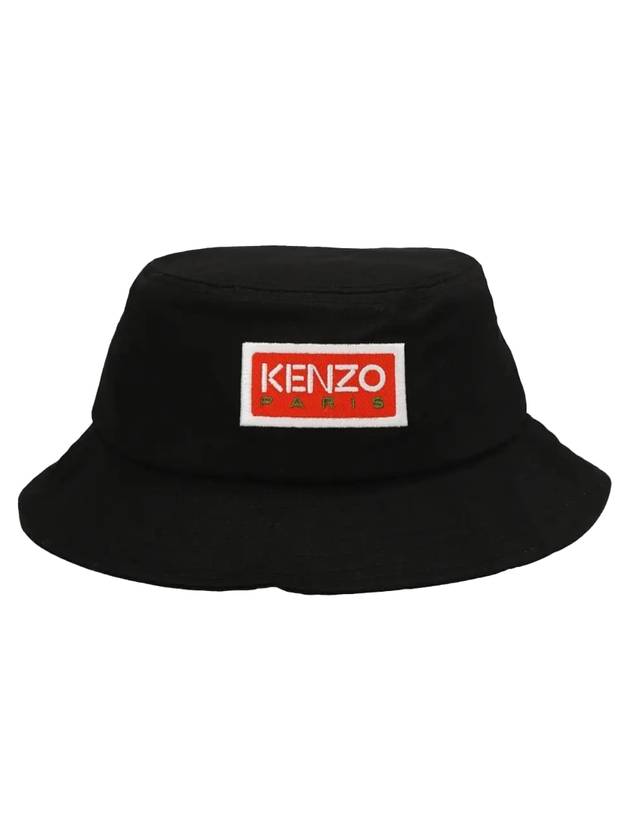 Logo Paris Sun Patch Cotton Bucket Hat Black - KENZO - BALAAN 1