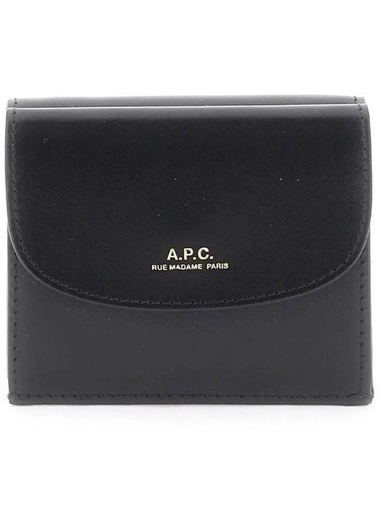 Logo Coin Leather Folder Half Wallet Black - A.P.C. - BALAAN 1