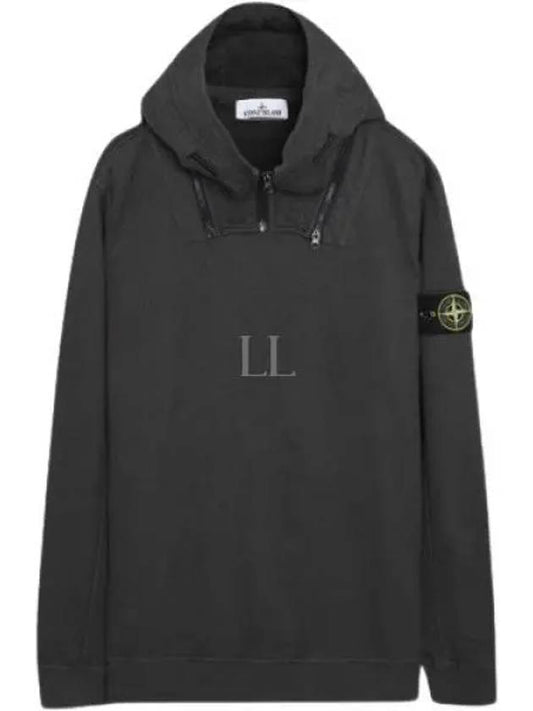 Waffen Patch Brushed Cotton Fleece Hoodie Charcoal - STONE ISLAND - BALAAN 2