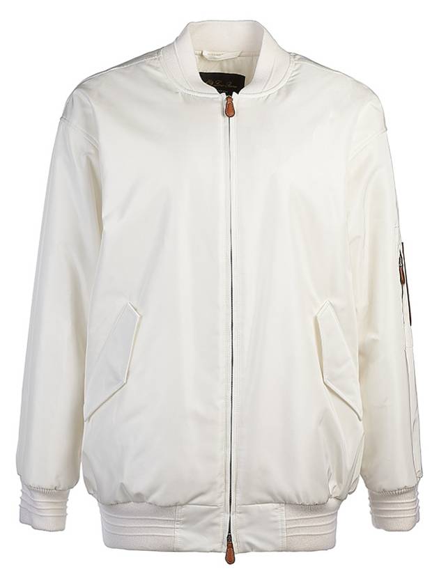 Sleeve Pocket Zipper Linen Bomber Jacket White - LORO PIANA - BALAAN 2