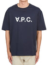 Logo Print Crew Neck Short Sleeve T-Shirt Navy - A.P.C. - BALAAN 4