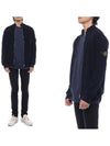 Wappen Patch Knit Zip-Up Jacket Navy - STONE ISLAND - BALAAN 2