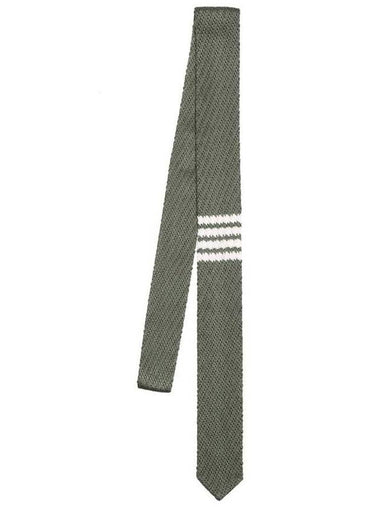 4 Bar Silk Knit Tie Dark Green - THOM BROWNE - BALAAN 1