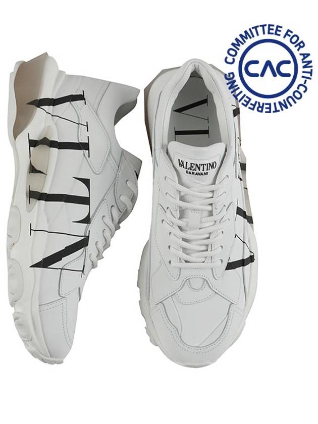 Men's Calfskin VLTN Logo Bounce Low Top Sneakers White - VALENTINO - BALAAN 4