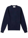 Chain Stitch Heart Logo Merino Wool Knit Top Navy - AMI - BALAAN 2