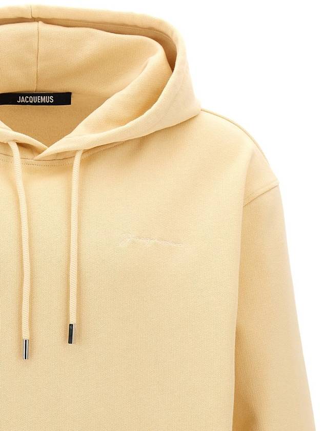 Le Brode Embroidered Logo Cotton Hoodie Ivory - JACQUEMUS - BALAAN 4