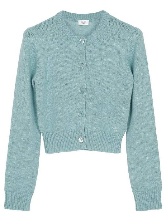 Triomphe Cardigan In Cashmere And Silk Pale Blue - CELINE - BALAAN 2