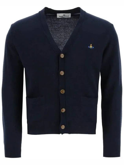 Logo Embroided Button Wool Cardigan Navy - VIVIENNE WESTWOOD - BALAAN 2