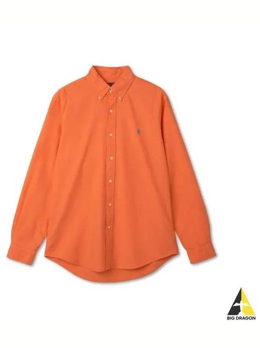 Custom Fit Garment Dyed Oxford Shirt Orange - POLO RALPH LAUREN - BALAAN 1