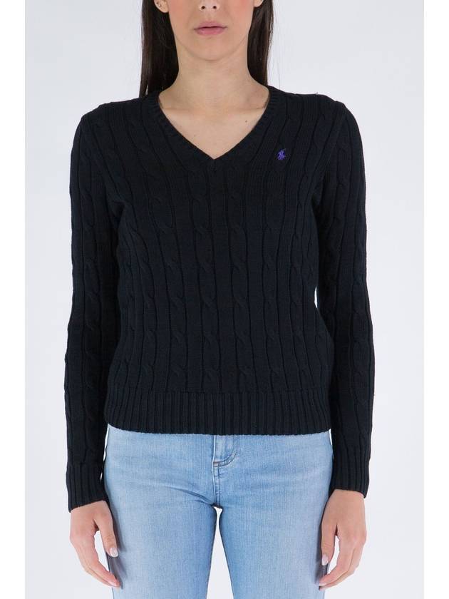 Women's Embroidered Logo Knit Top Black - POLO RALPH LAUREN - BALAAN 3