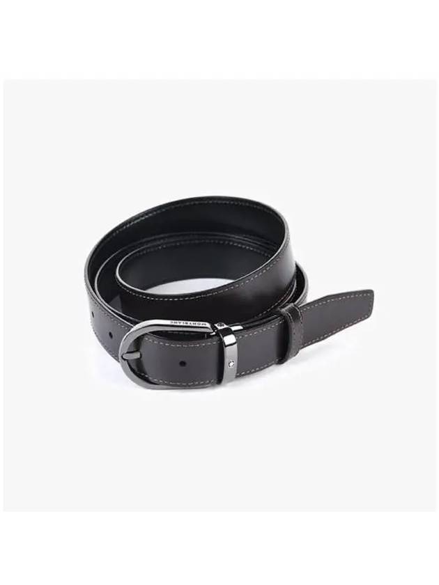 Horseshoe Buckle 30mm Reversible Leather Belt Black Brown - MONTBLANC - BALAAN 4