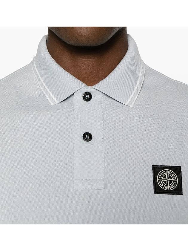 Organic Cotton Elastane Polo Shirt Sky Blue - STONE ISLAND - BALAAN 8