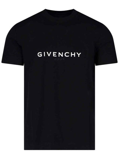 Men's Reverse Logo Round Slim Short Sleeve T-Shirt Black - GIVENCHY - BALAAN 2