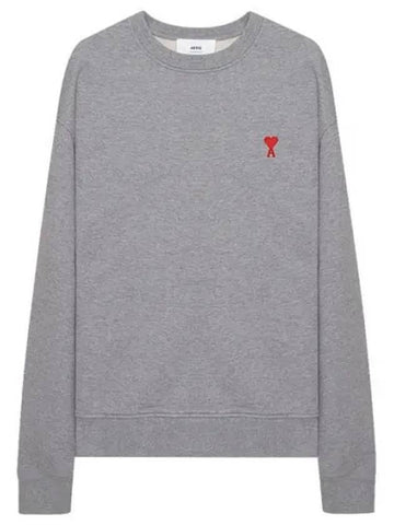 Small Heart Logo Sweatshirt Grey - AMI - BALAAN 1