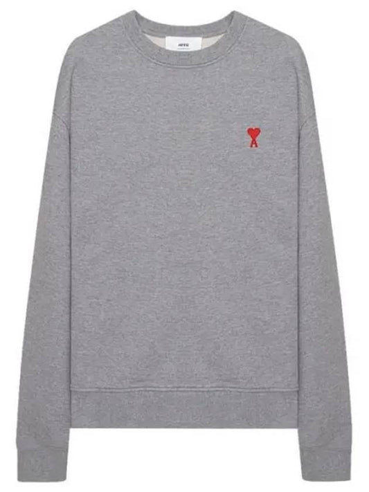 Small Heart Logo Sweatshirt Grey - AMI - BALAAN 1