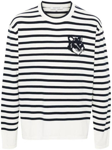 Fox Motif Cotton Long Sleeve T-Shirt Black White - MAISON KITSUNE - BALAAN 1