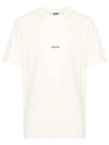 Micro Brushed Logo Print Short Sleeve T-Shirt Ivory - MSGM - BALAAN 2