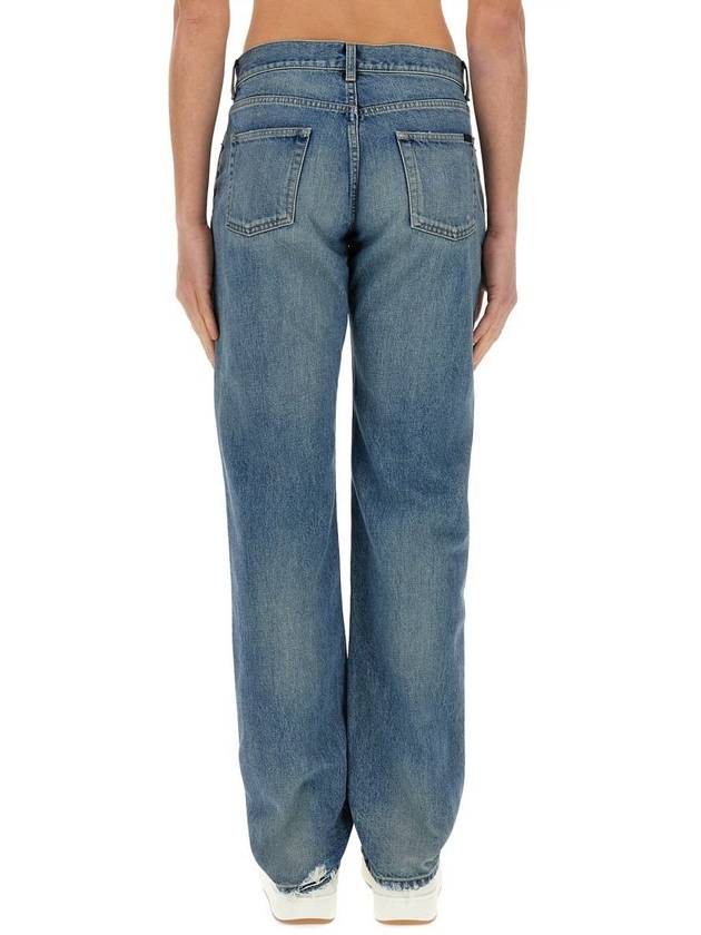 Cotton Straight Leg Jeans Blue - SAINT LAURENT - BALAAN 4