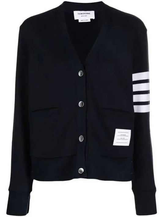 4-Bar Loopback Jersey Cardigan Navy - THOM BROWNE - BALAAN 2