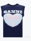 Logo Heart Gilet Vest Navy - GANNI - BALAAN 2