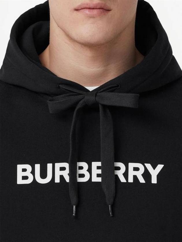 Logo Print Cotton Hoodie Black - BURBERRY - BALAAN 4